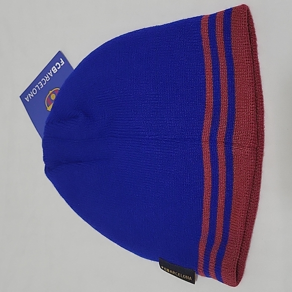 FCBARCELONA Knit Beanie One Size Unisex Blue and Red NWT - Picture 3 of 13